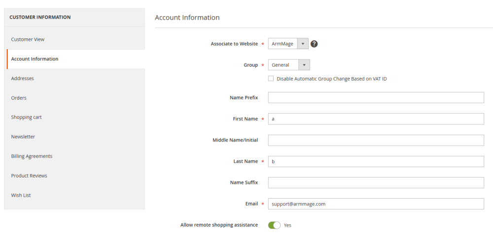 customer information update magento 2