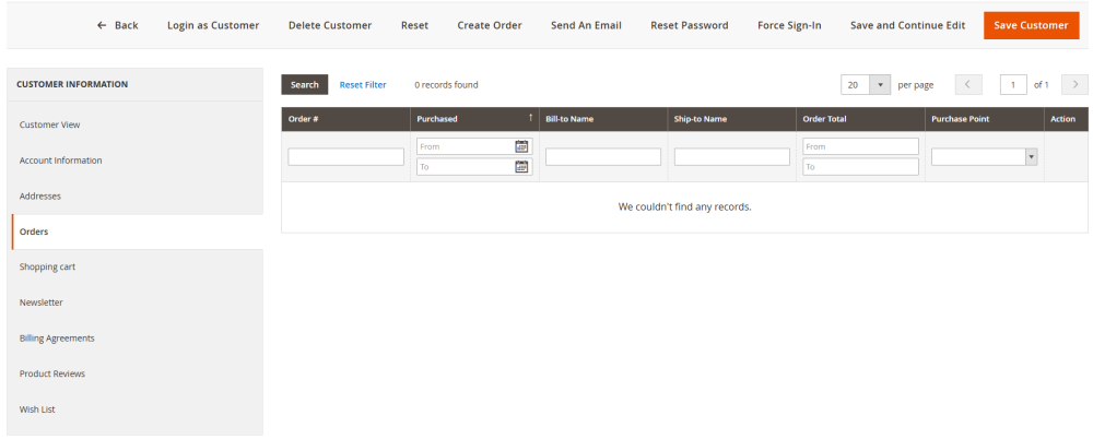 customer order history magento 2